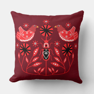 Scandinavian Folk Art Prints   Nordic Decor Fleece Cushion