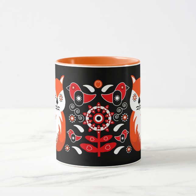 Scandinavian Folk Art Prints | Nordic Decor Fleece Mug (Center)