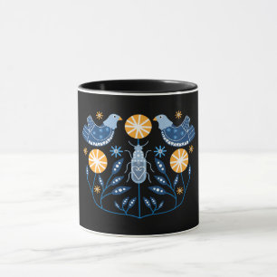 Scandinavian Folk Art Prints   Nordic Decor Mug