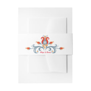 Scandinavian Folk Art Red/Blue Invitation Belly Band