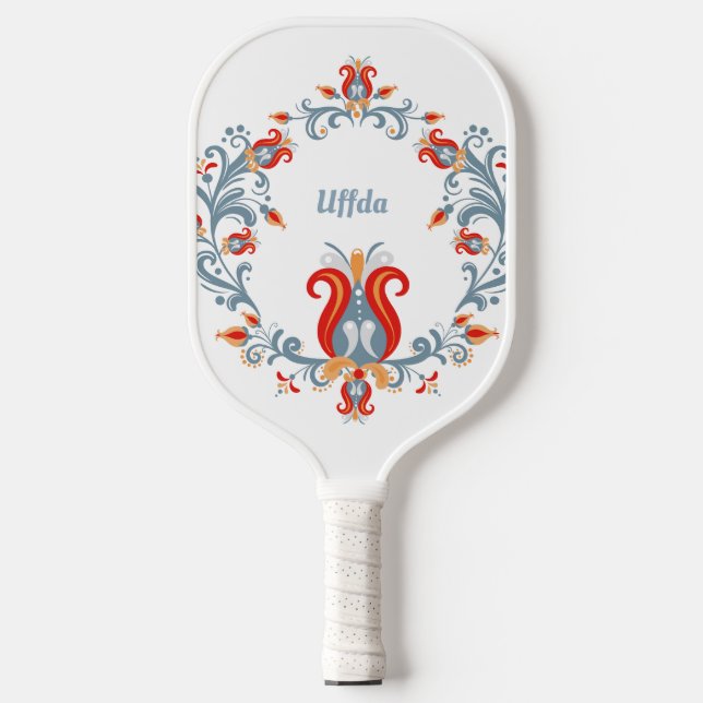 Scandinavian Folk Art Rosemaling | Uffda Pickleball Paddle (Front)