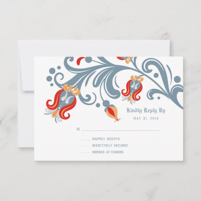 Scandinavian Folk Art RSVP card (Front)