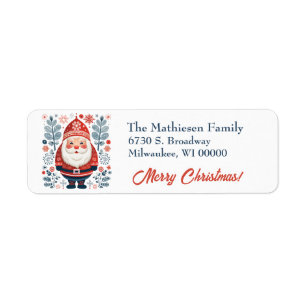 Scandinavian Folk Art Santa Claus Return Address