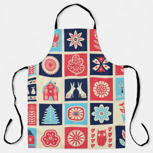 Scandinavian folk art seamless vintage pattern wit apron