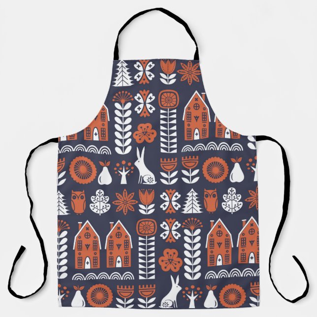 Scandinavian folk art seamless vintage pattern wit apron (Front)