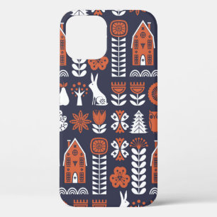 Scandinavian folk art seamless vintage pattern wit iPhone 12 case