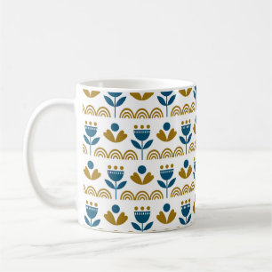 Scandinavian folk art seamless vintage pattern wit coffee mug