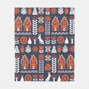Scandinavian folk art seamless vintage pattern wit fleece blanket