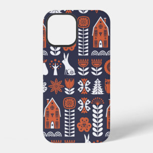 Scandinavian folk art seamless vintage pattern wit iPhone 12 case