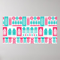 Scandinavian folk art seamless vintage pattern wit