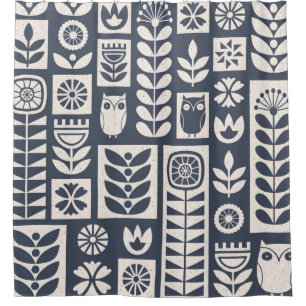 Scandinavian folk art seamless vintage pattern wit shower curtain