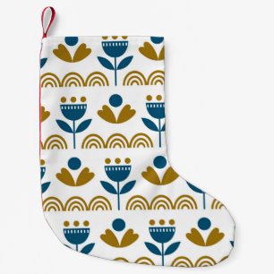 Scandinavian folk art seamless vintage pattern wit small christmas stocking