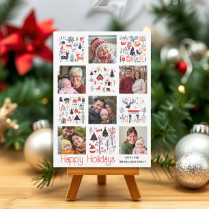 Scandinavian folk art six photo collage Christmas Holiday Card