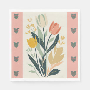 Scandinavian Folk Art Tulips Napkin
