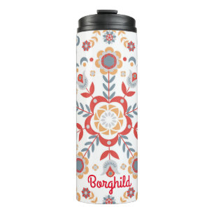 Scandinavian Folk Art Velkommen Table Runner Thermal Tumbler