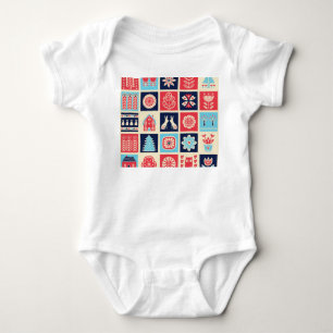 Scandinavian folk art: vintage floral. baby bodysuit