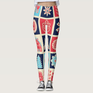 Scandinavian folk art: vintage floral. leggings