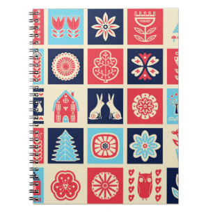 Scandinavian folk art: vintage floral. notebook