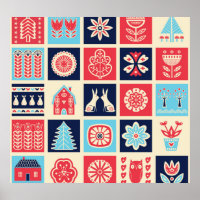 Scandinavian folk art: vintage floral.
