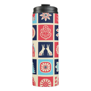 Scandinavian folk art: vintage floral. thermal tumbler