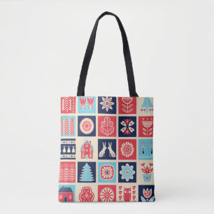 Scandinavian folk art: vintage floral. tote bag