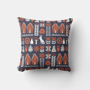 Scandinavian Folk Art Vintage Pattern Cushion
