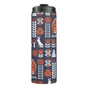 Scandinavian Folk Art Vintage Pattern Thermal Tumbler