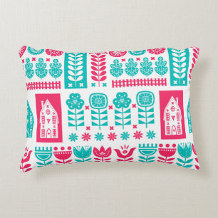 Scandinavian Folk Art: Vintage Seamless Decorative Cushion