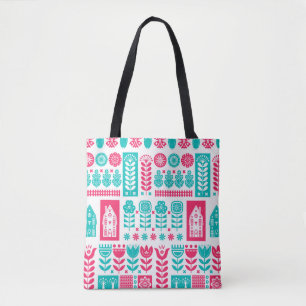 Scandinavian Folk Art: Vintage Seamless Tote Bag