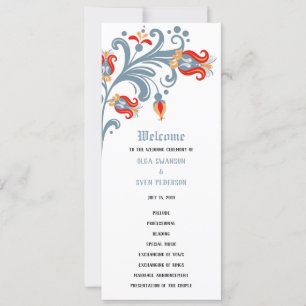 Scandinavian Folk Art Wedding Program Invitation