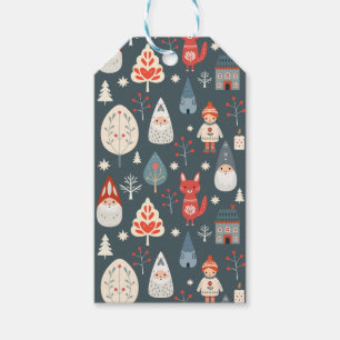 Scandinavian folk art with Christmas gnomes  Gift Tags