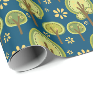 scandinavian folk art wrapping paper
