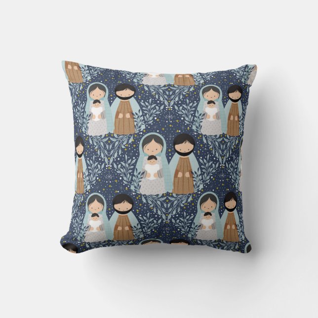 Scandinavian Folk Christmas Nativity Cushion (Front)