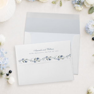 Scandinavian Folk Dusty Blue Wedding Envelope