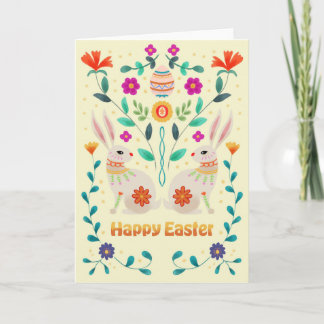 Scandinavian Folk Easter Bunnies  Card