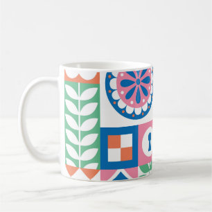 Scandinavian Folk Floral Abstract Pattern Coffee Mug
