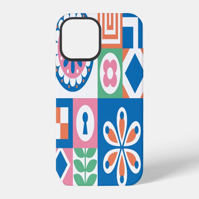 Scandinavian Folk Floral Abstract Pattern iPhone Case (Back)