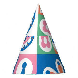 Scandinavian Folk Floral Abstract Pattern Party Hat
