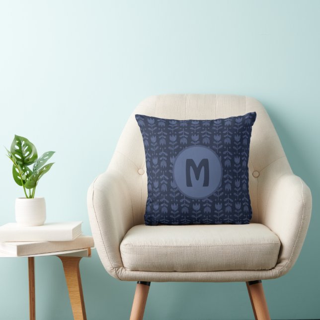 Scandinavian Folk Floral Monogram Pattern. Cushion (Chair)