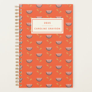 Scandinavian Folk Floral Orange Personalised Planner