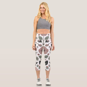 Scandinavian Folk Florals – Stylized Primroses  Capri Leggings