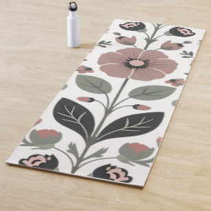 Scandinavian Folk Florals – Stylized Primroses  Yoga Mat