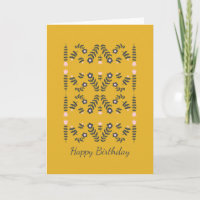 Scandinavian Folk Flower in Yellow Birthday