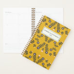 Scandinavian Folk Flower in Yellow Personalised Planner<br><div class="desc">Modern Scandinavian style folk flower drawing in yellow, pink, and grey, personalised with your name.</div>
