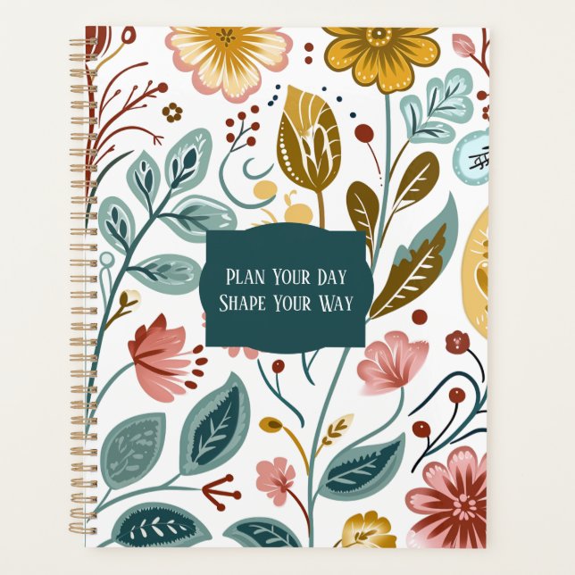 Scandinavian folk flowers in muted colours planner (Front)