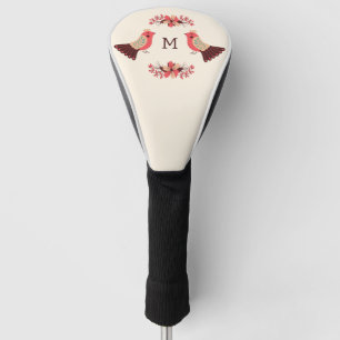 Scandinavian folk motif with birds and flowers golf head cover