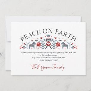 Scandinavian Folk PEACE ON EARTH  Photo Christmas Holiday Card