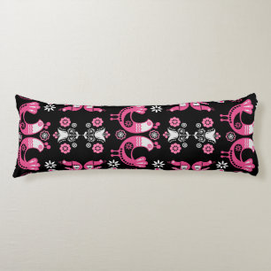 Scandinavian Folk Pink And White Birds Body Cushion