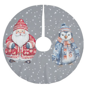 Scandinavian Folk Santa Claus Brushed Polyester Tree Skirt