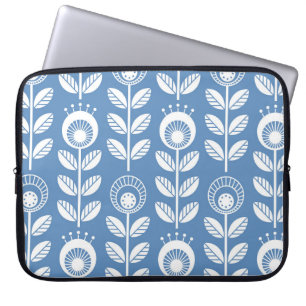 Scandinavian folk style flowers - seamless floral laptop sleeve